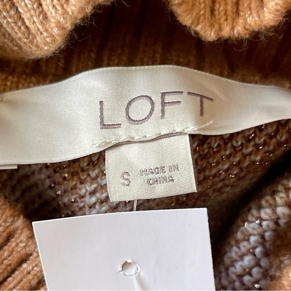 Loft Women’s Animal Print Turtleneck Sweater Tunic Size S Shimmer Cozy Comfy - Picture 10 of 11